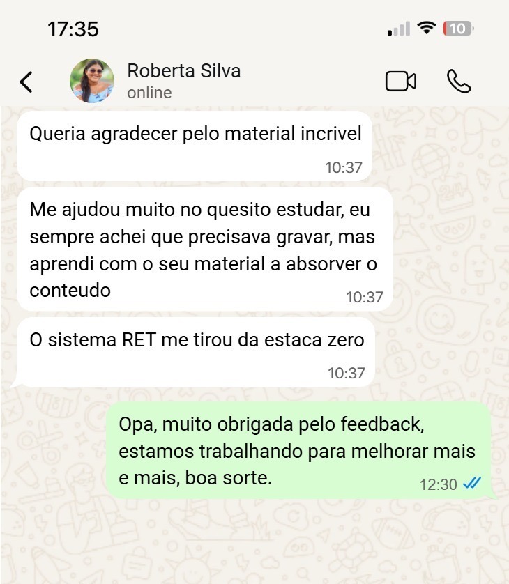 Depoimento no WhatsApp - Roberta Silva